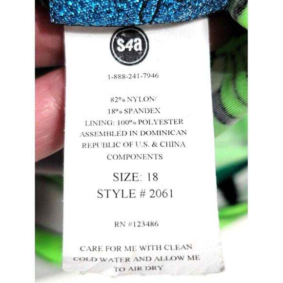 Swimsuits for All S4A Swim Sexy Floral Palm Tropical Halter Tankini Plus 18 NEW - Picture 7 of 12